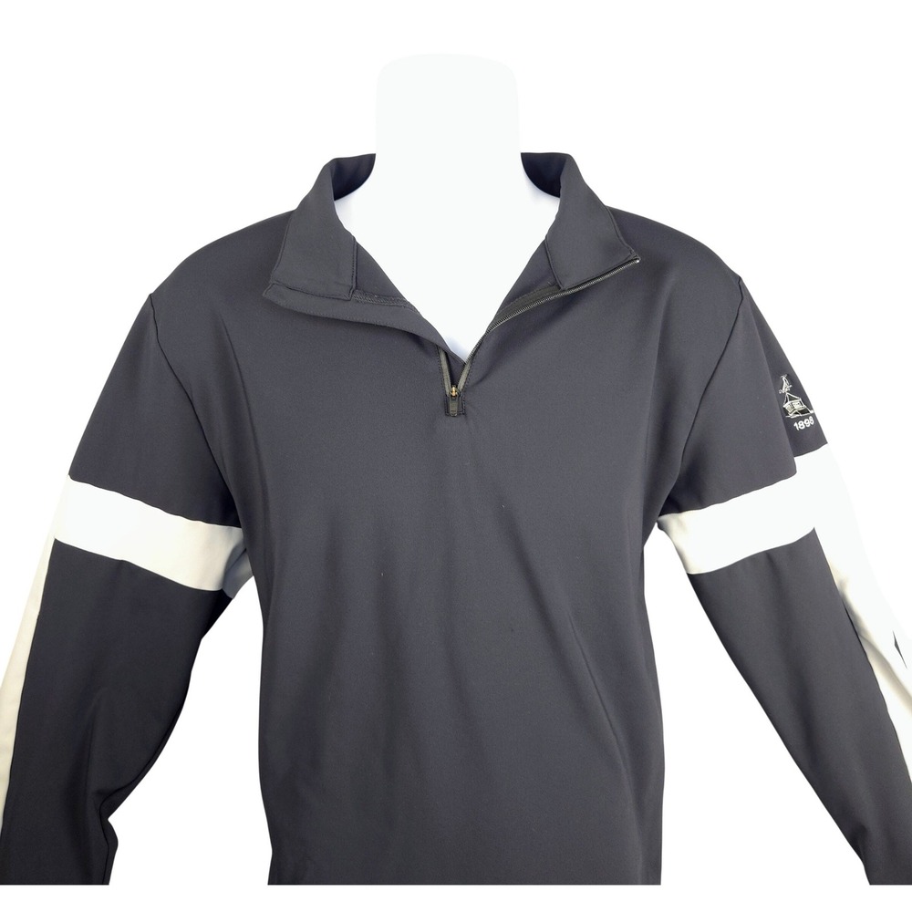 Redvanly Mens Quarter Zip Pullover Navy Blue White Stripe Golf Shirt Size Medium